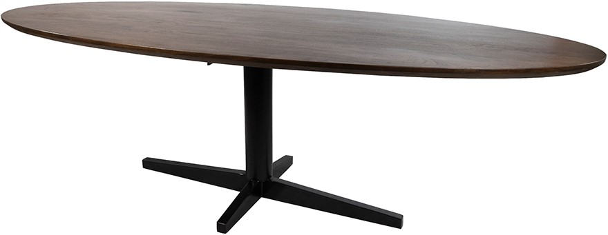 Eetkamertafel poot Walnut ovaal zwart bruin mangohout 190 cm
