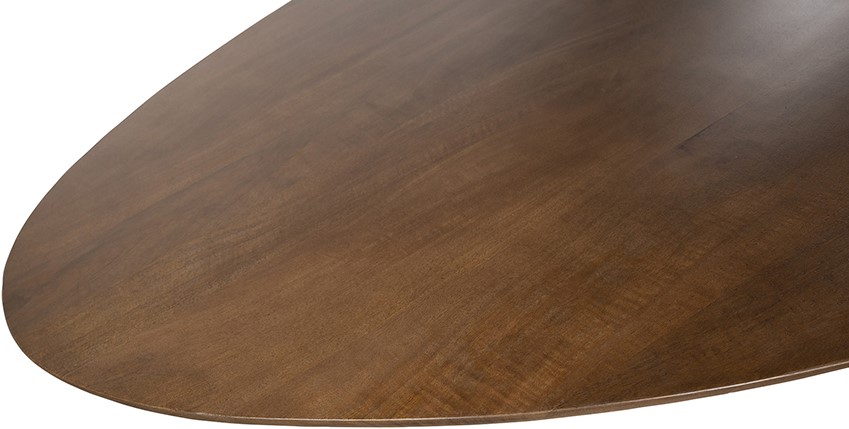 Eetkamertafel poot Walnut ovaal zwart bruin mangohout 190 cm - Afbeelding 3