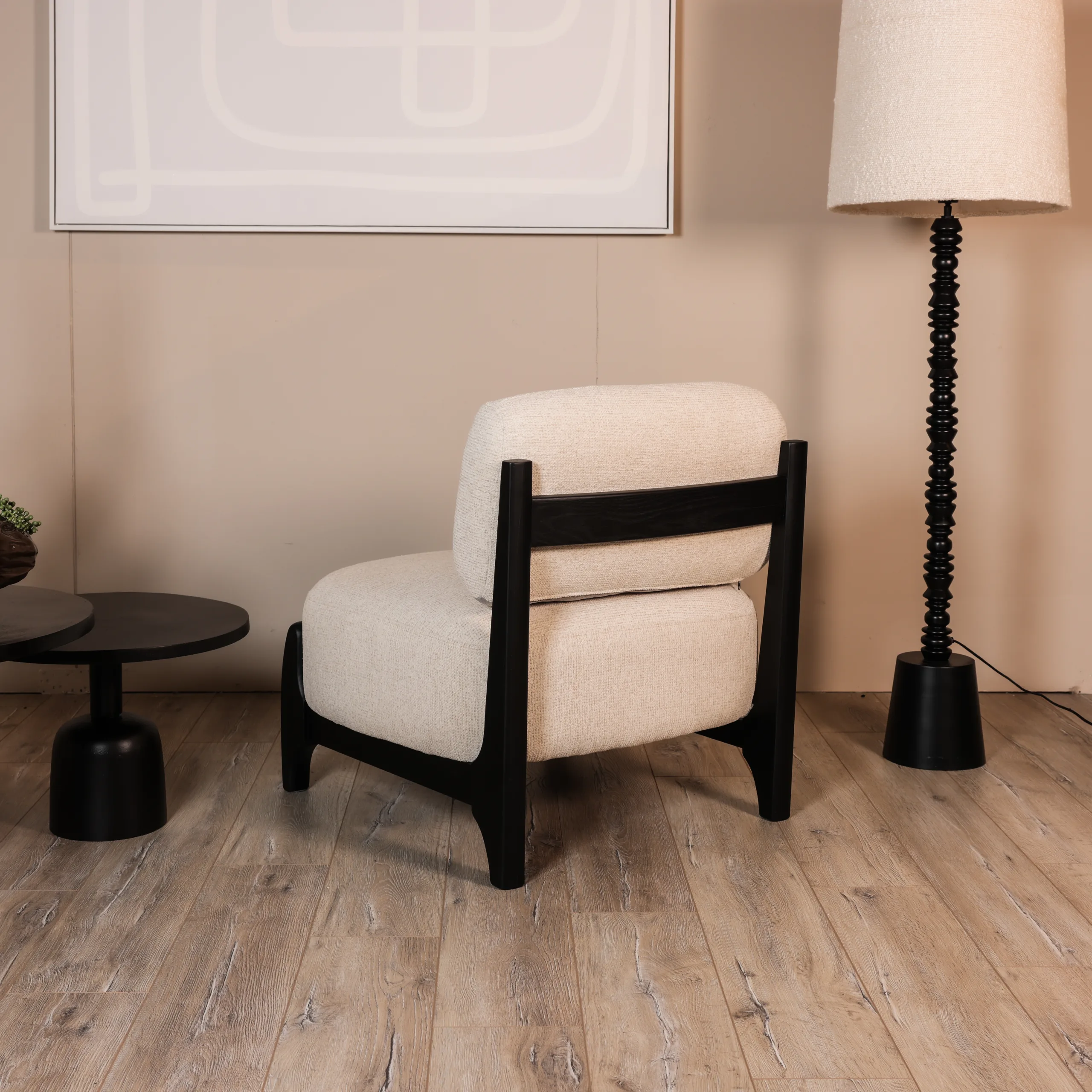 Fauteuil Skandi - Geweven stof - Beige - Afbeelding 2