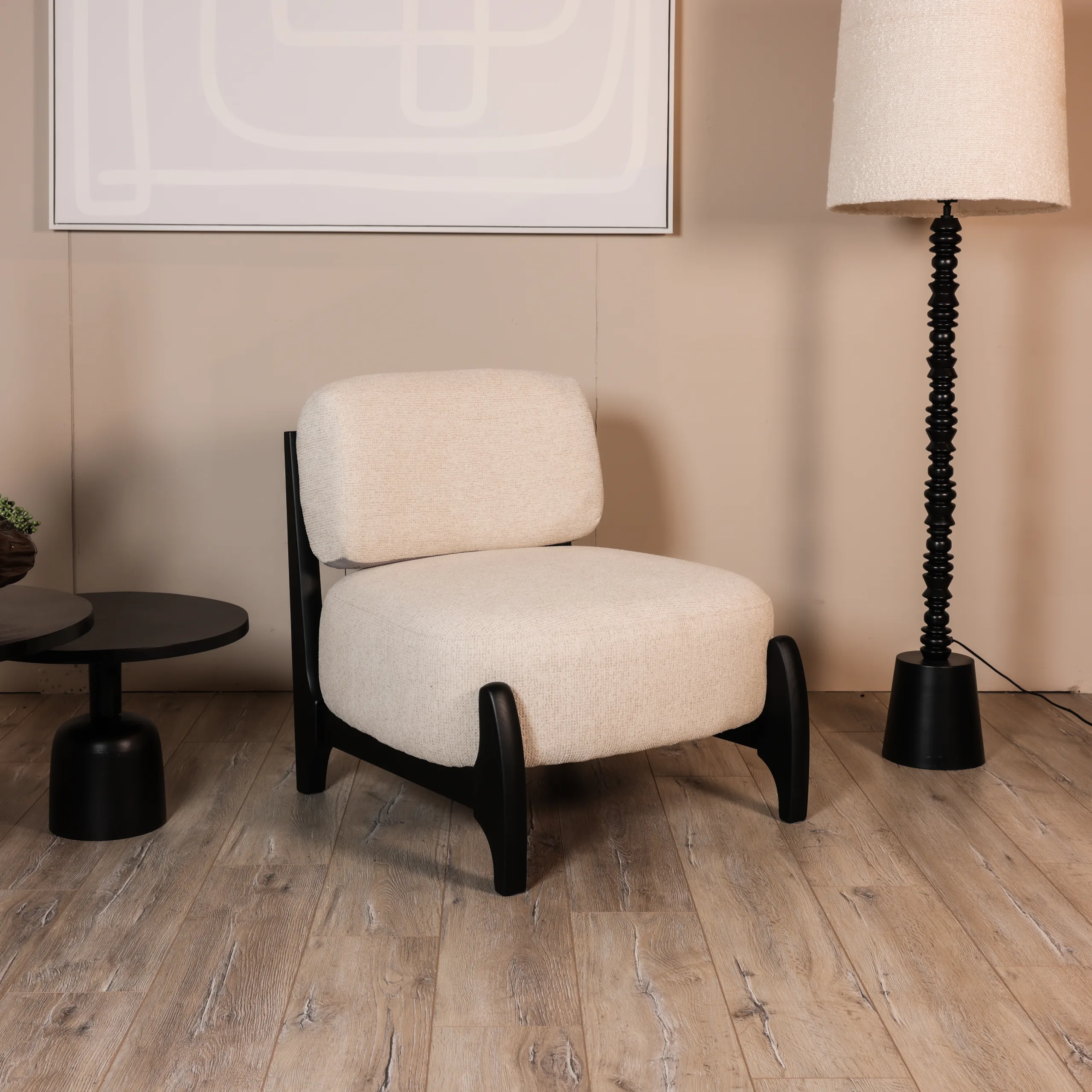 Fauteuil Skandi - Geweven stof - Beige