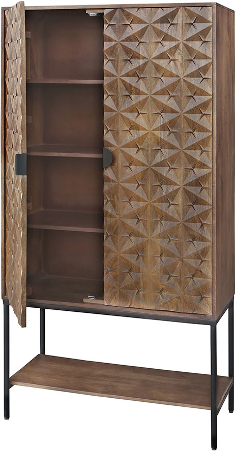 Kast Trinity met onderplank Walnut 2-deurs bruin mangohout - Afbeelding 2