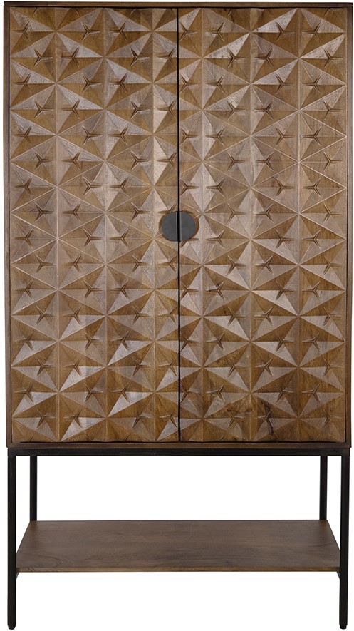Kast Trinity met onderplank Walnut 2-deurs bruin mangohout - Afbeelding 3