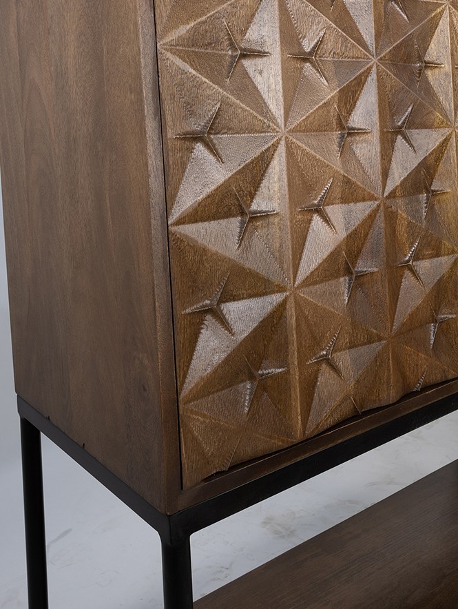 Kast Trinity met onderplank Walnut 2-deurs bruin mangohout - Afbeelding 4