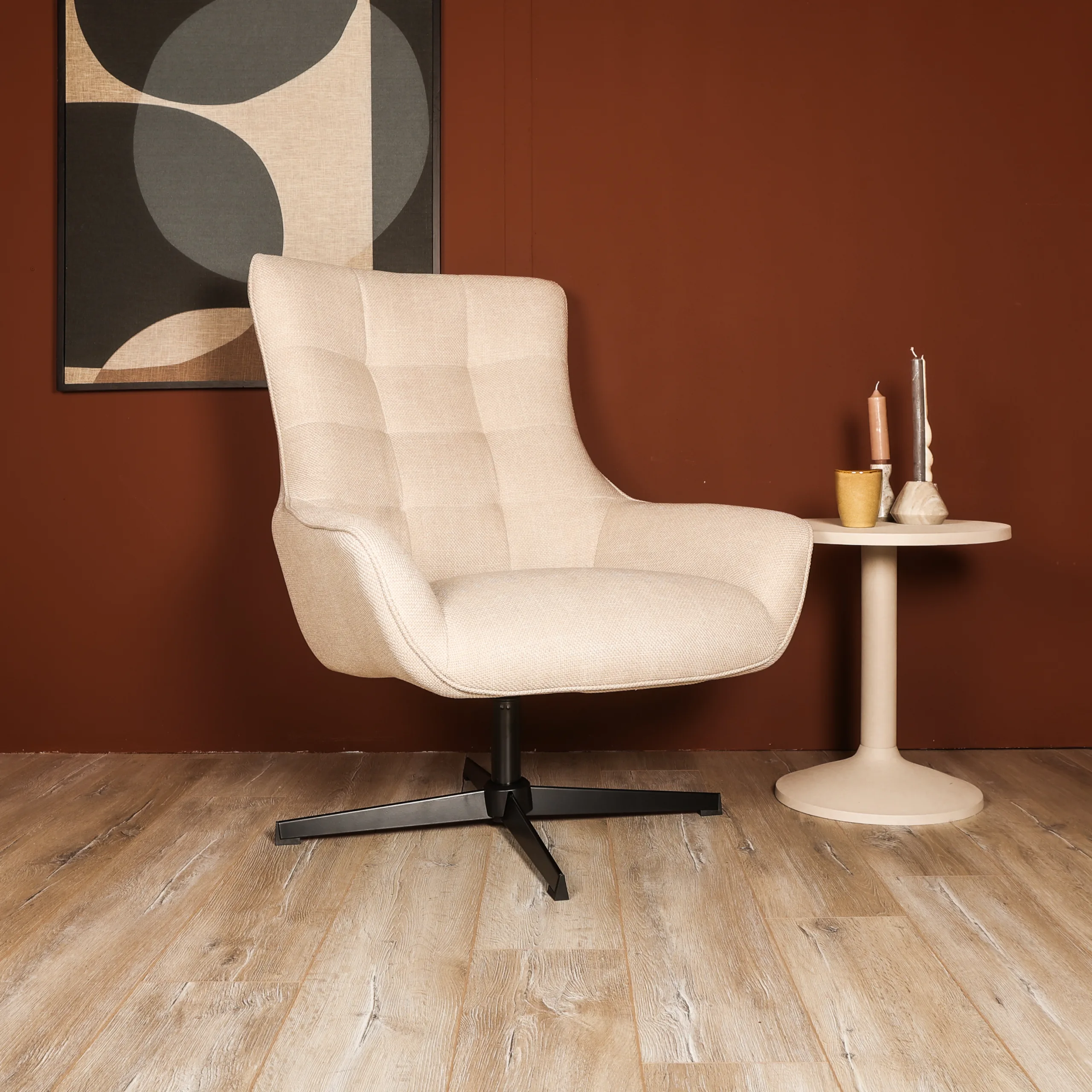 Fauteuil Verona - Geweven Stof - Creme - Afbeelding 12