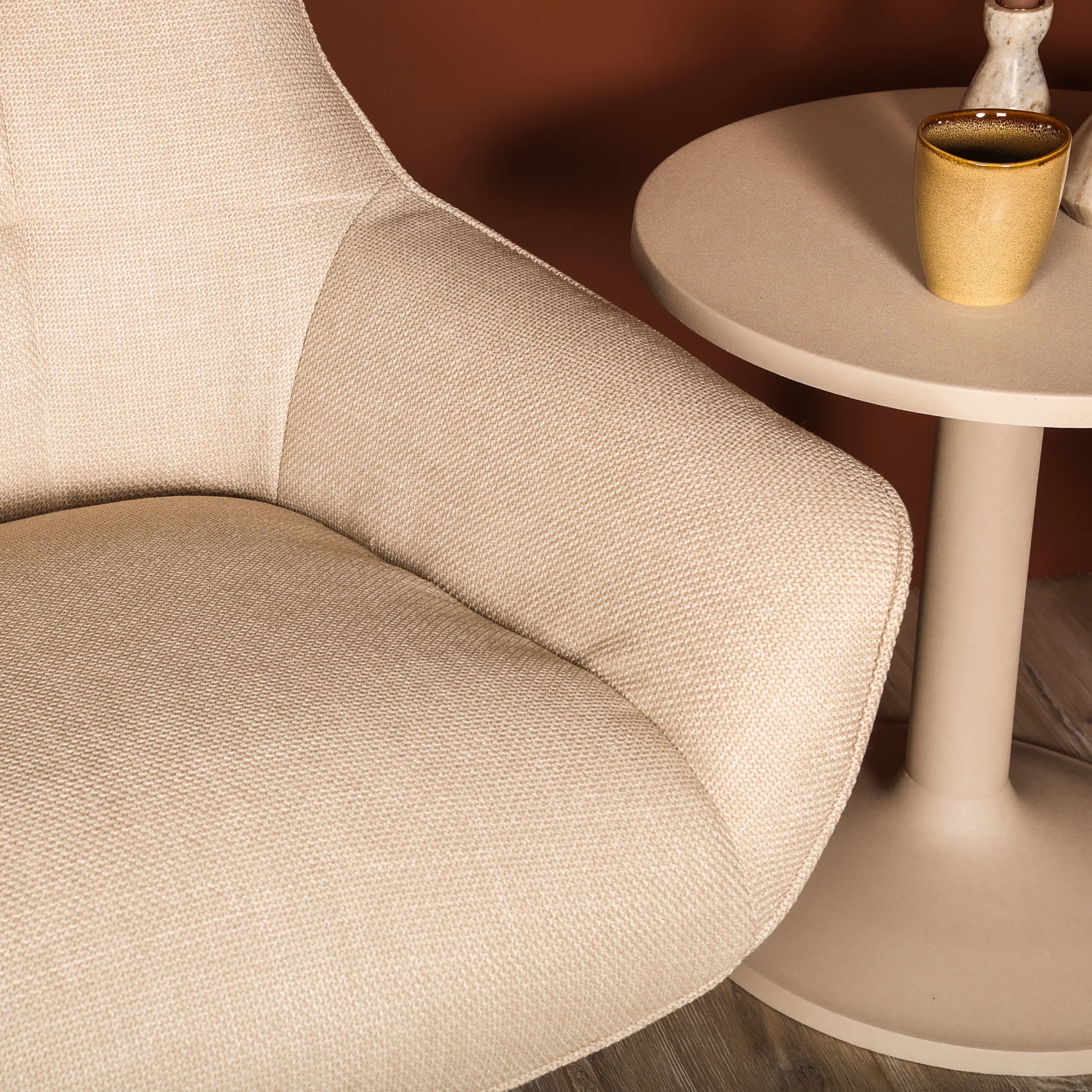 Fauteuil Verona - Geweven Stof - Creme - Afbeelding 14