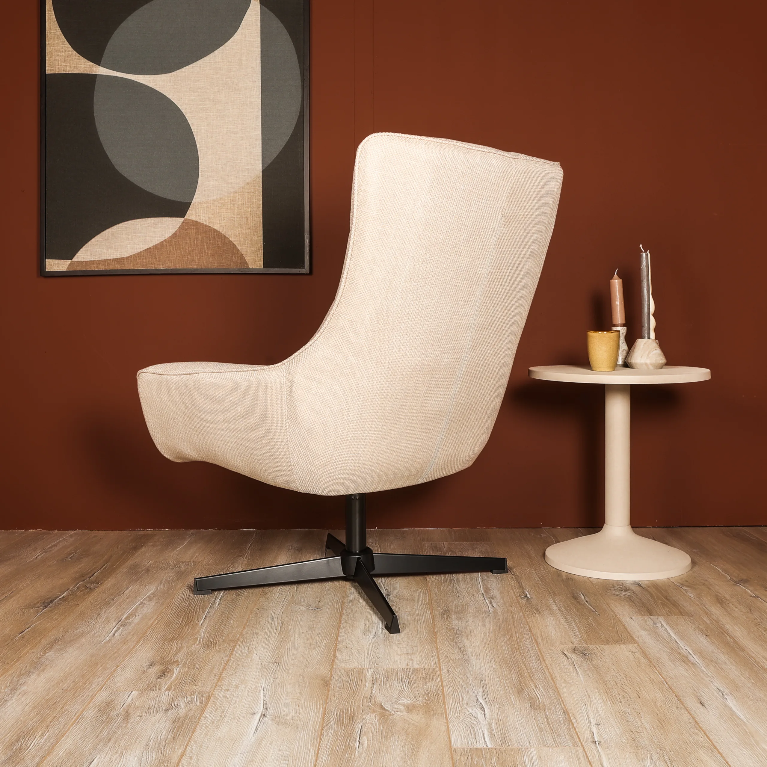 Fauteuil Verona - Geweven Stof - Creme - Afbeelding 10