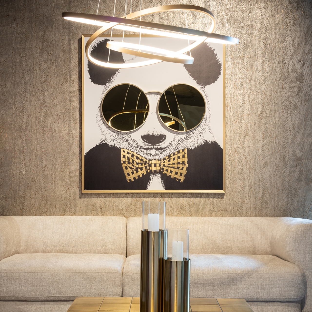 Wanddecoratie Panda zwart/goud - Afbeelding 3
