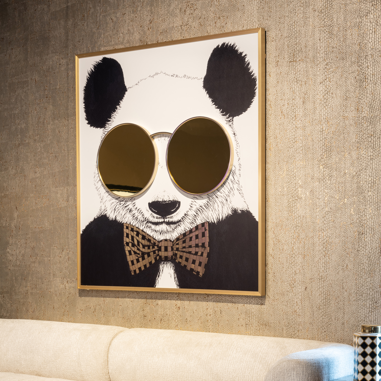 Wanddecoratie Panda zwart/goud - Afbeelding 4