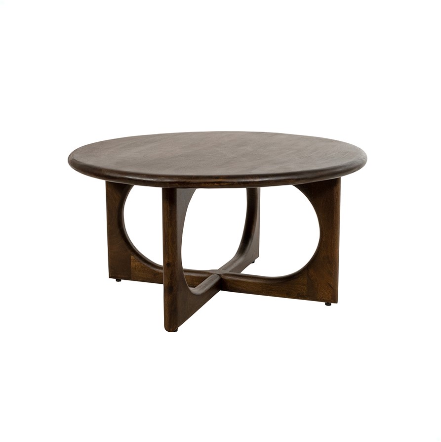 Salontafel Walnut bruin mangohout Ø80 cm