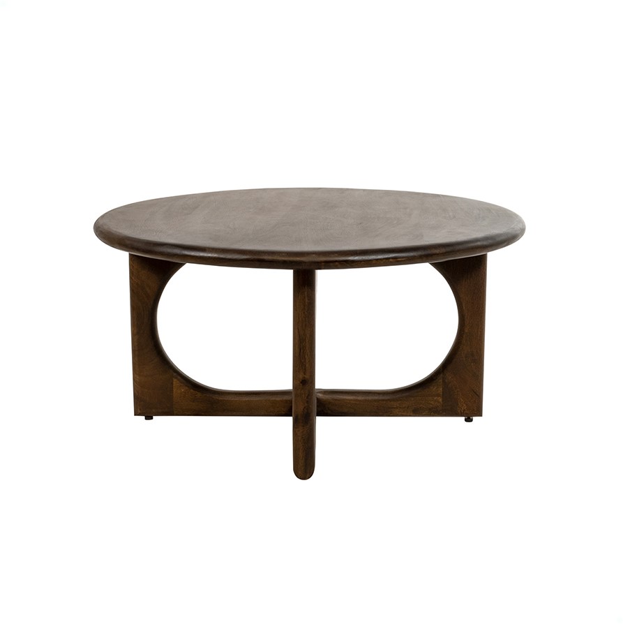 Salontafel Walnut bruin mangohout Ø80 cm - Afbeelding 2