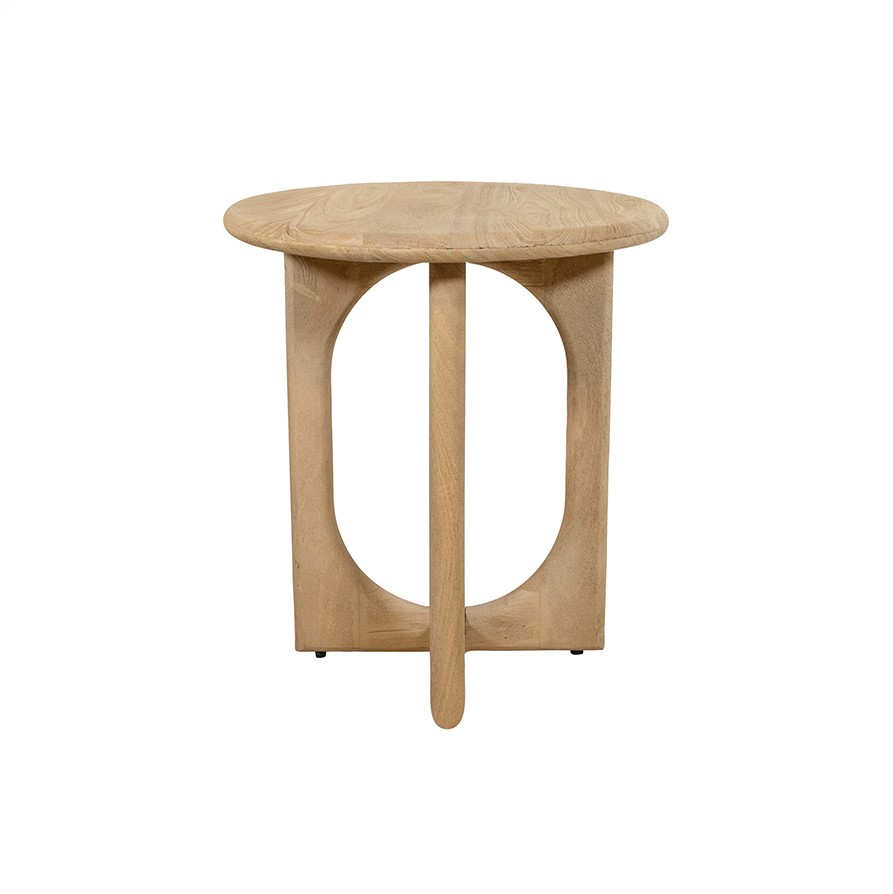 Bijzettafel Groovy naturel acaciahout Ø50 cm - Afbeelding 2
