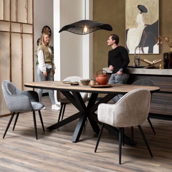 ambiance Aron, eetkamerstoel - 4-poots rough off black - stof Vulcano