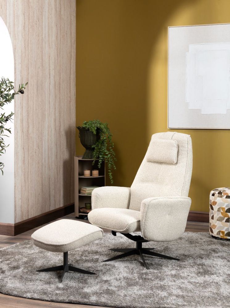 Andalucia, relax-fauteuil + poef - grafiet poot - knock down - Afbeelding 9