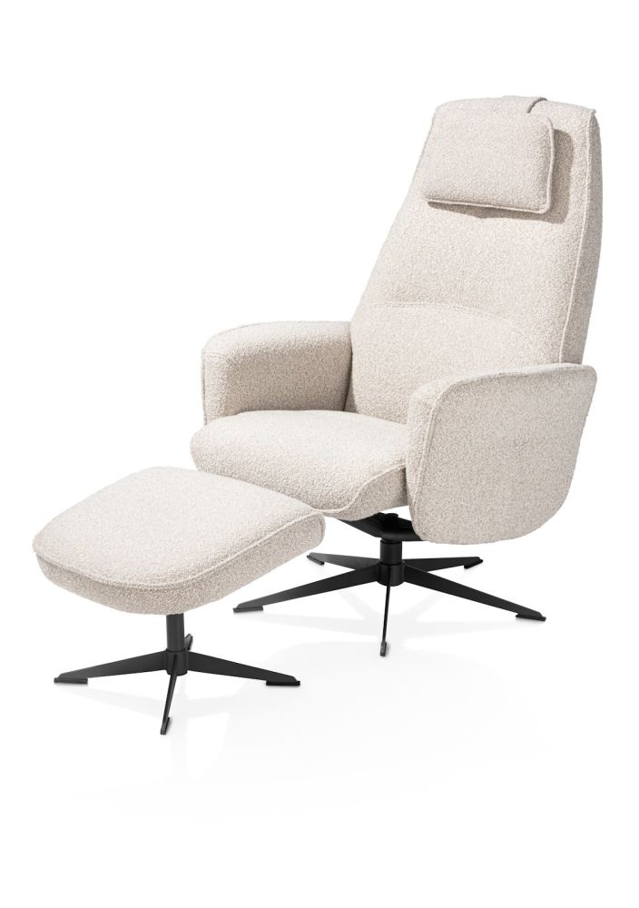 Andalucia, relax-fauteuil + poef - grafiet poot - knock down