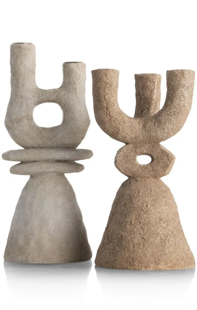June kandelaar H32cm - Cremekleurig - Afbeelding 7