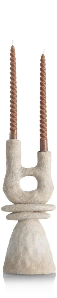 June kandelaar H32cm - Cremekleurig - Afbeelding 2