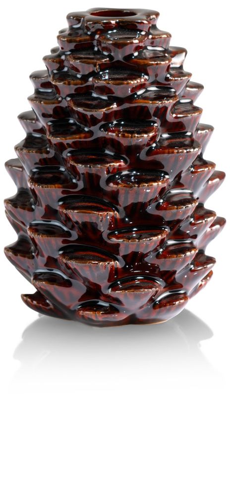 Pine kandelaar H12cm - Bruin