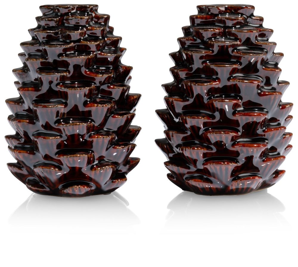 Pine kandelaar H12cm - Bruin - Afbeelding 4