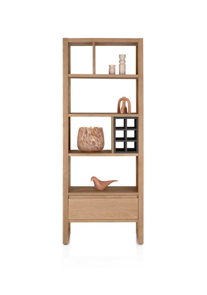 Bonaire, roomdivider 75 cm - 7-niches + 6 wijnvakken + 1-lade t&t