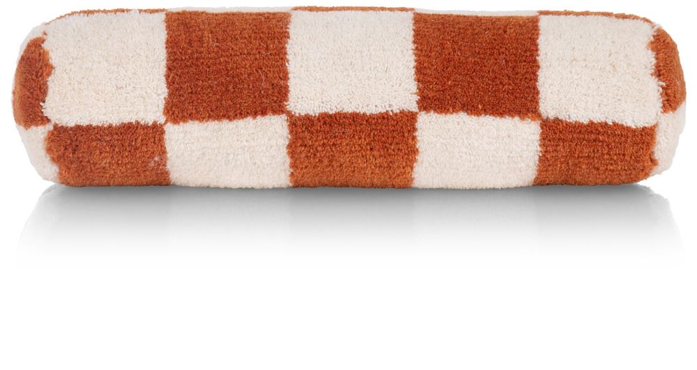 Check bolster kussen 15x50cm - Koper