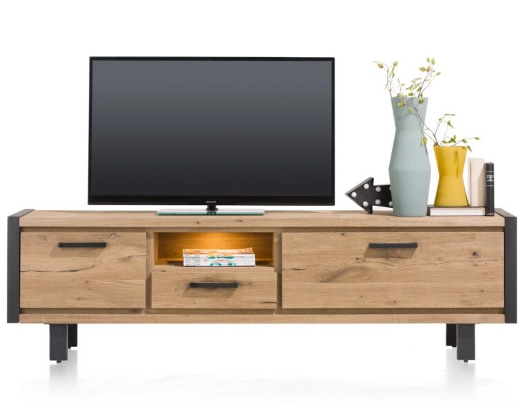 Brooklyn, lowboard 210 cm - 1-lade + 2-kleppen + 1-niche (+ LED)