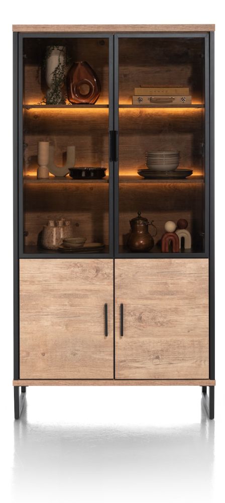 Pantin, vitrine 100 cm - 2-glasdeuren + 2-deuren (+ LED)