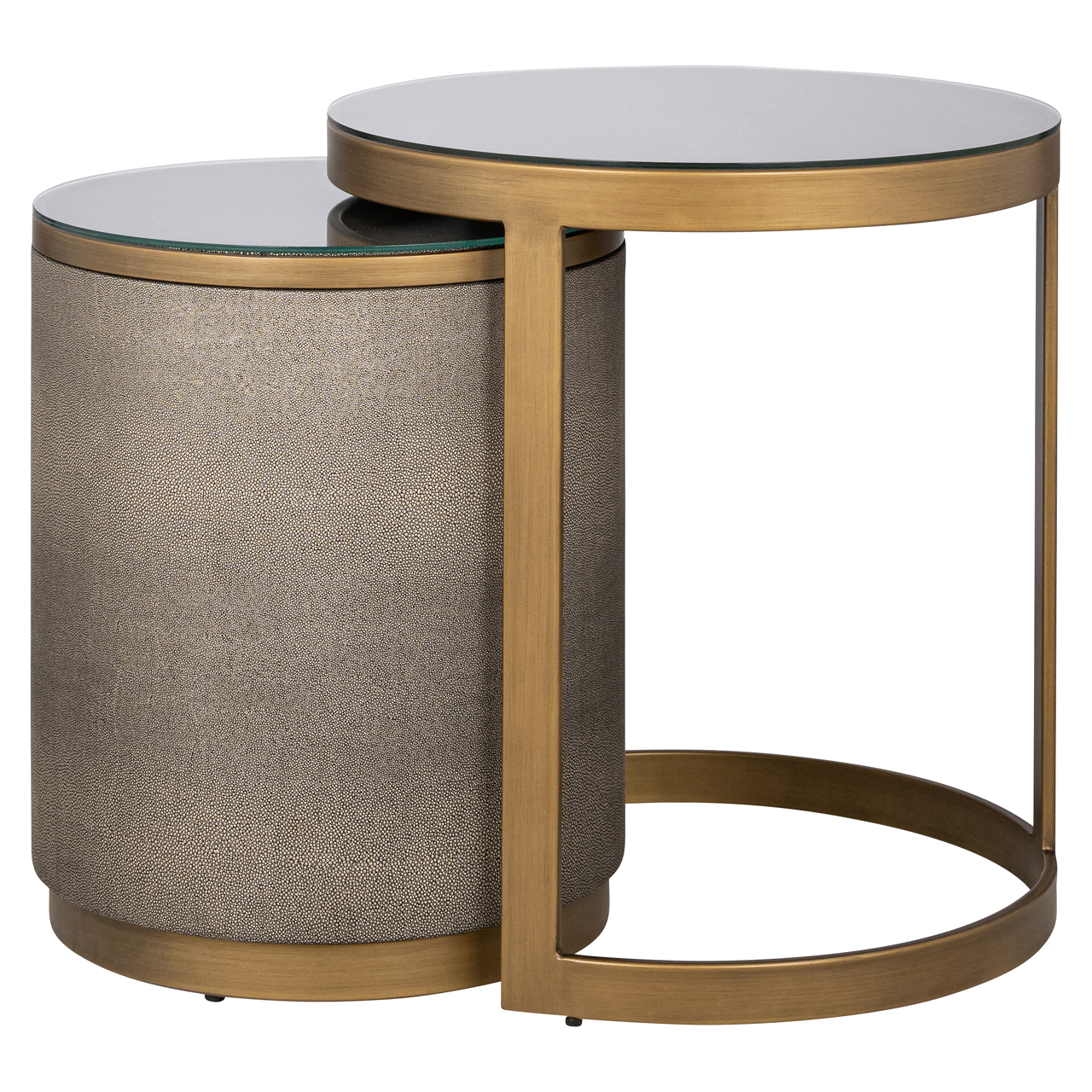 Bijzettafel Bloomville brass shagreen incl. glass (Set of 2) - Afbeelding 2