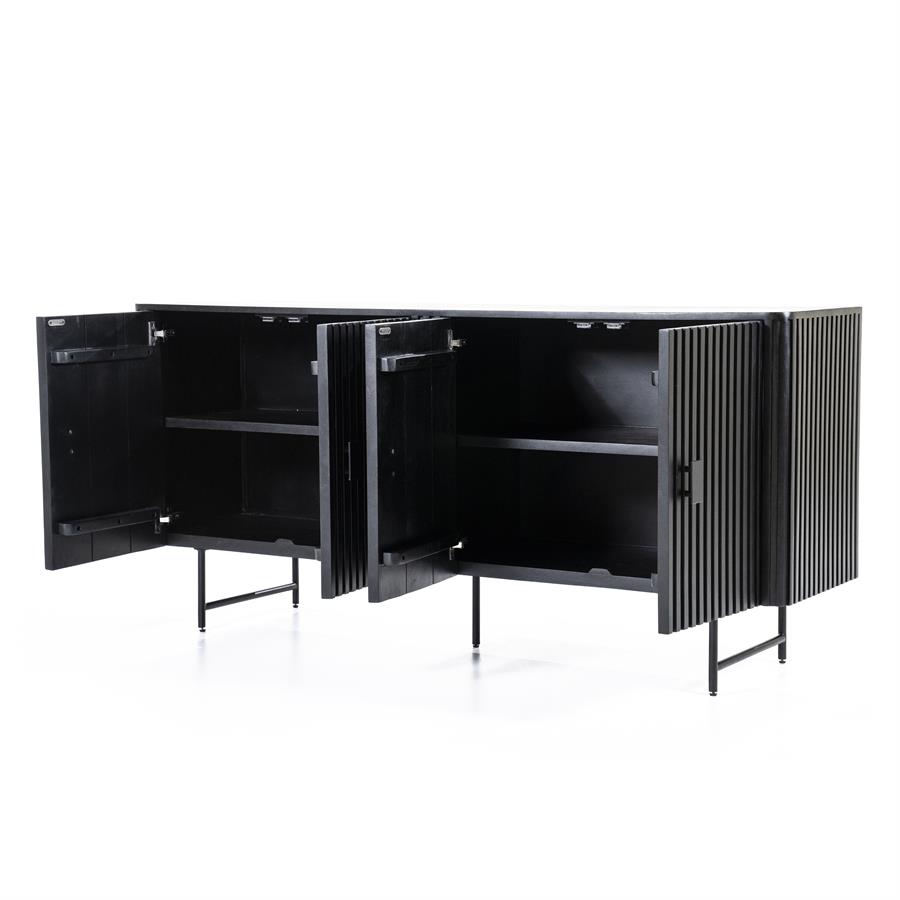 Dressoir Remi 4-drs. - Zwart - Afbeelding 4