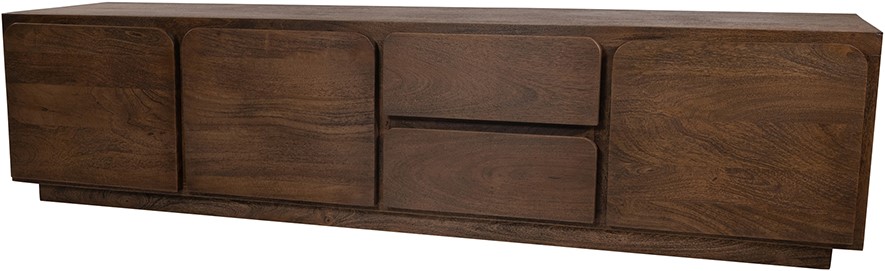 TV dressoir 190 met 3 deuren en 2 lades, Mango Dark Malt
