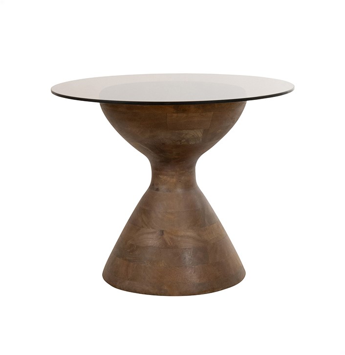 Yves bijzettafel Ø57, H47, Mango Matt Walnut, Smoke glass