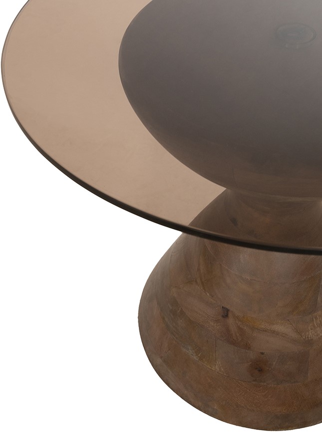 Yves bijzettafel Ø57, H47, Mango Matt Walnut, Smoke glass - Afbeelding 2